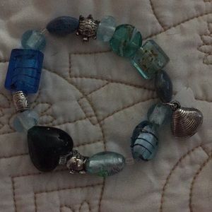 Chunky beaded bracelet, beach theme, rustic